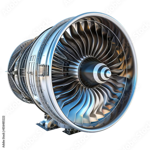 An airplane engine clipart, airplane item, 3D illustration, jet turbine, isolated on white background photo