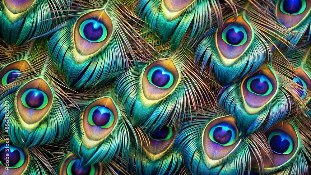 Fototapeta premium Peacock Feathers Close-Up - Nature's Masterpiece