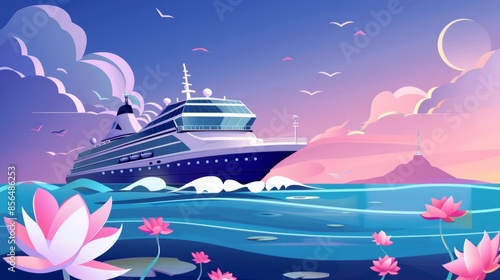 cruise ship graphic cartoon