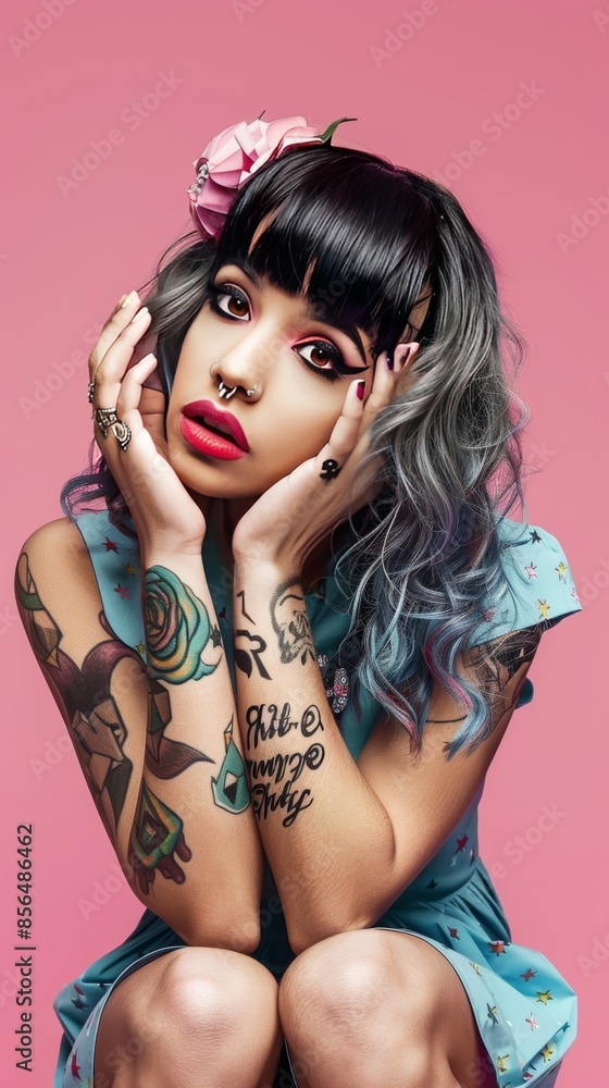 young woman with tattoos young woman with tattoos
