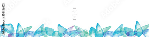 水彩タッチのシーグラスベクターイラスト。夏のシーグラスイラスト。涼しげな夏のフレーム背景。Sea glass vector illustration with watercolor touch. Summer sea glass illustration. Cool summer frame background. 
