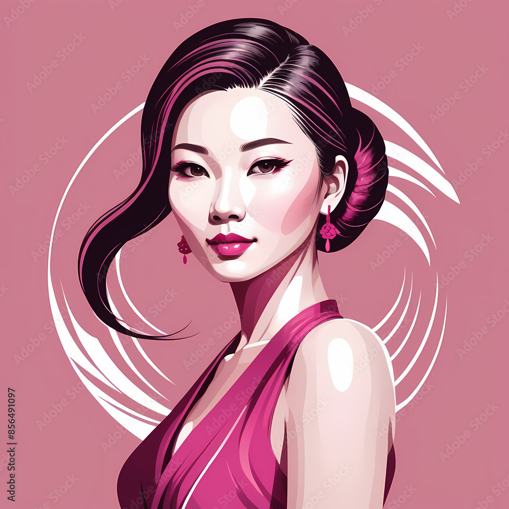 Elegant logo featuring the graceful profile of an Asian woman with delicate features, evoking beauty, tranquility, and exotic allure. Perfect for high-end salons specializing in Asian-inspired beauty. Elegant logo featuring the graceful profile of an Asian woman with delicate features, evoking beauty, tranquility, and exotic allure. Perfect for high-end salons specializing in Asian-inspired beauty.