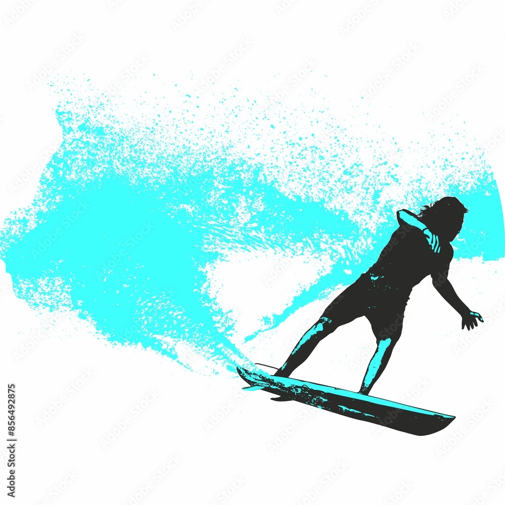 Naklejka premium surfista, tabla de surf, vector, surf, ola, surfer, grafico, mar, deporte