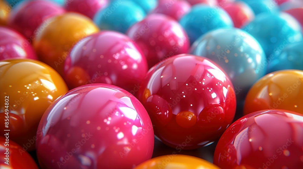 Abstract Background of Shiny Gold Spheres and Colored Balls Abstract Background of Shiny Gold Spheres and Colored Balls