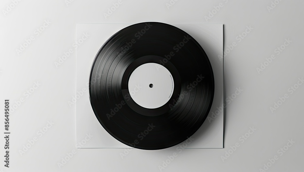 Obraz premium Vinyl Record on White Surface Mockup