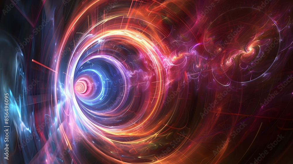 Abstract fractal background with swirling patterns of light and color, creating a dynamic and psychedelic effect Abstract fractal background with swirling patterns of light and color, creating a dynamic and psychedelic effect