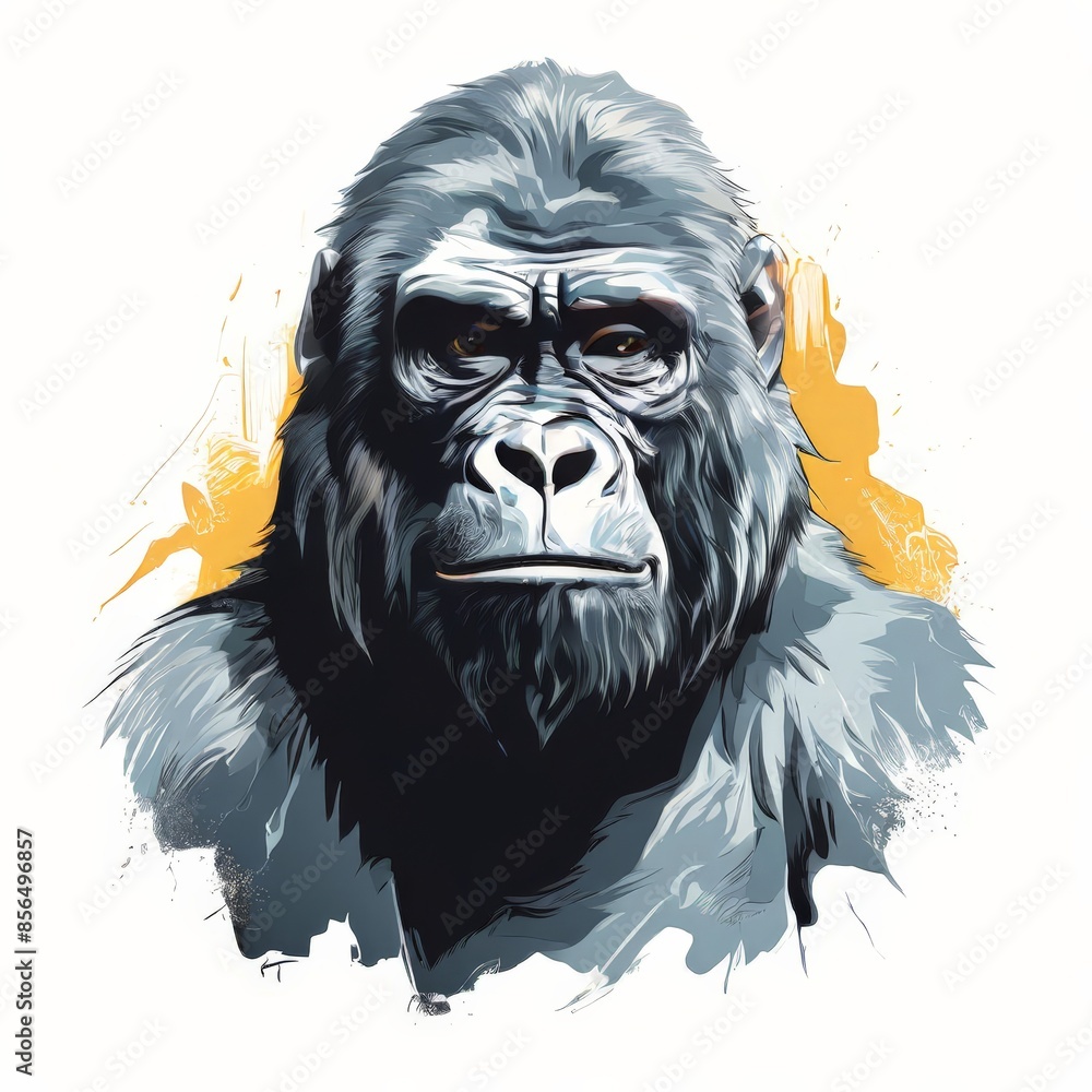 AI Image Generator, black gorilla face. Wild animal AI Image Generator, black gorilla face. Wild animal