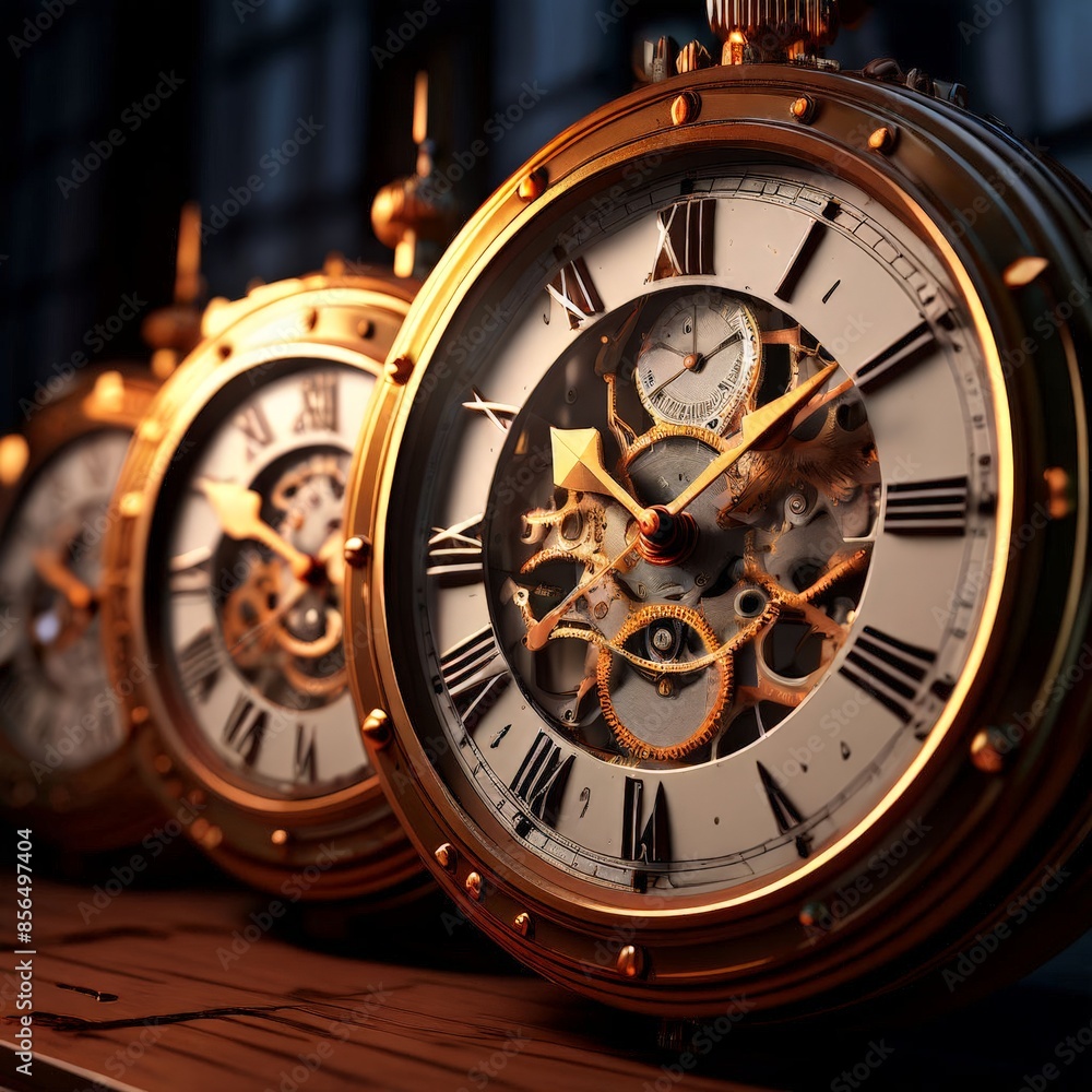 AI Image Generator, antique clock on black background AI Image Generator, antique clock on black background