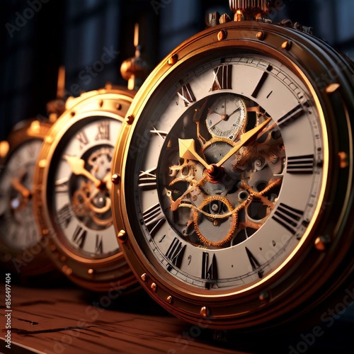 AI Image Generator, antique clock on black background photo