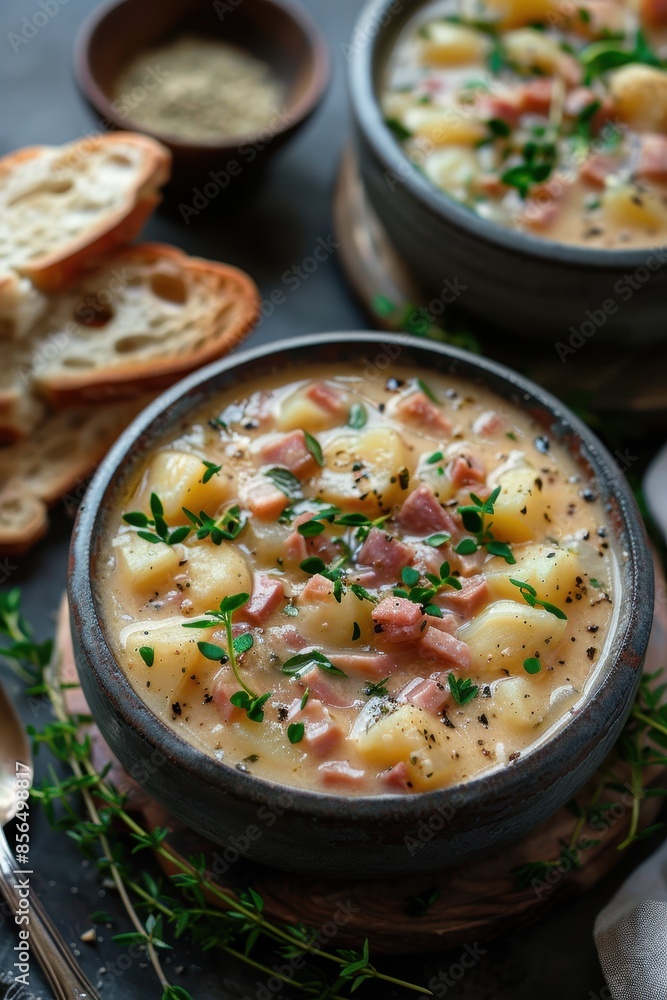Creamy Ham and Potato Soup with Thyme and Pepper Creamy Ham and Potato Soup with Thyme and Pepper