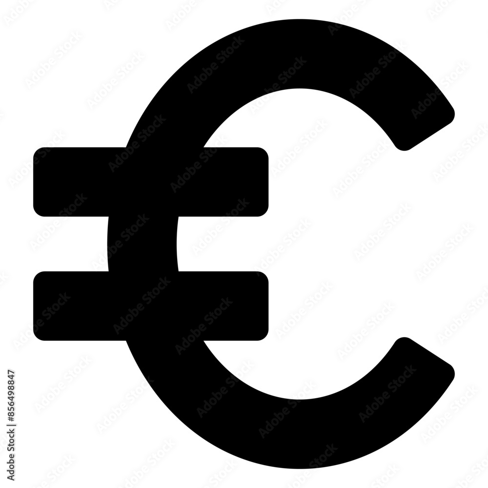 euro glyph icon isolated on white background euro glyph icon isolated on white background