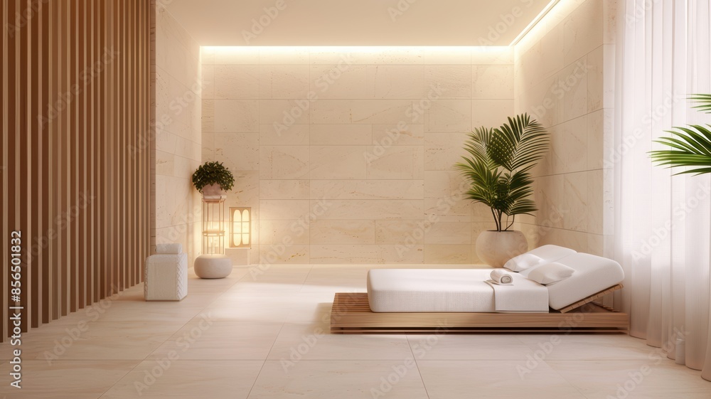 Minimalist Modern Spa Room with Relaxing Atmosphere and Natural Light Minimalist Modern Spa Room with Relaxing Atmosphere and Natural Light