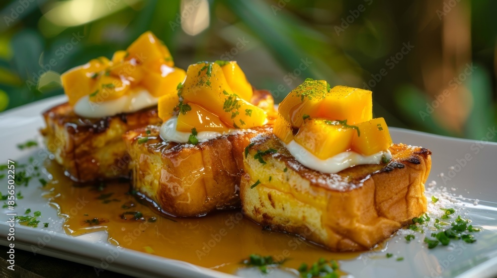 One bite of our mango and cream cheese stuffed French toast and youll be transported to a tropical paradise. One bite of our mango and cream cheese stuffed French toast and youll be transported to a tropical paradise.