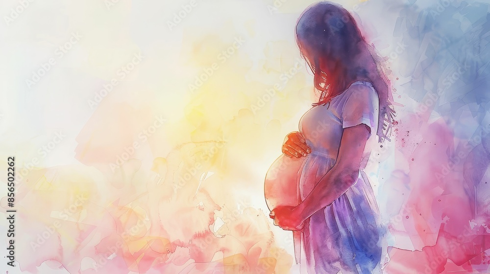 Gentle prenatal massage for expecting mothers, caring and soft, watercolor, maternal wellness Gentle prenatal massage for expecting mothers, caring and soft, watercolor, maternal wellness