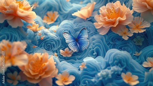 Whimsical paper garden, exquisite butterfly and floral sculptures. crafted with care, illustrating dreams and romance, perfect for banner displays with organic charm