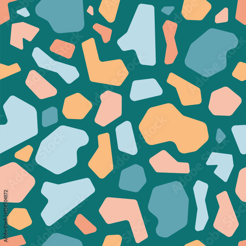 Terrazzo seamless pattern flooring texture, fabric motif vector illustration