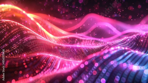 A colorful wave of light with a pink and purple hue