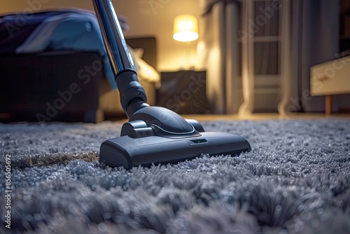 Nighttime Vacuuming with High-Tech Vacuum Cleaner photo