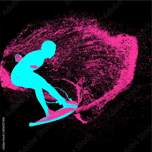 surfista, tabla de surf, vector, surf, ola, surfer, grafico, mar,  deporte