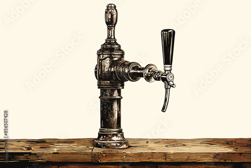 Metal tap isolated on white, saving water concept vector and illustration 