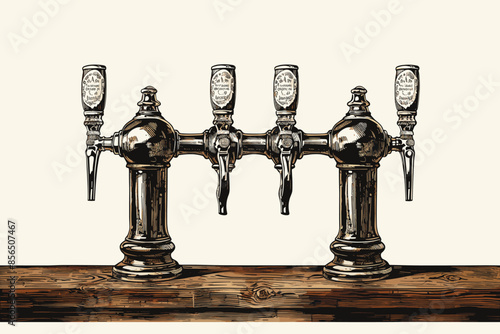 Metal tap isolated on white, saving water concept vector and illustration 