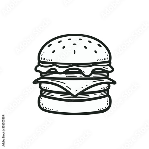 hamburger doodle hand drawn food meal snack vector illustration template design