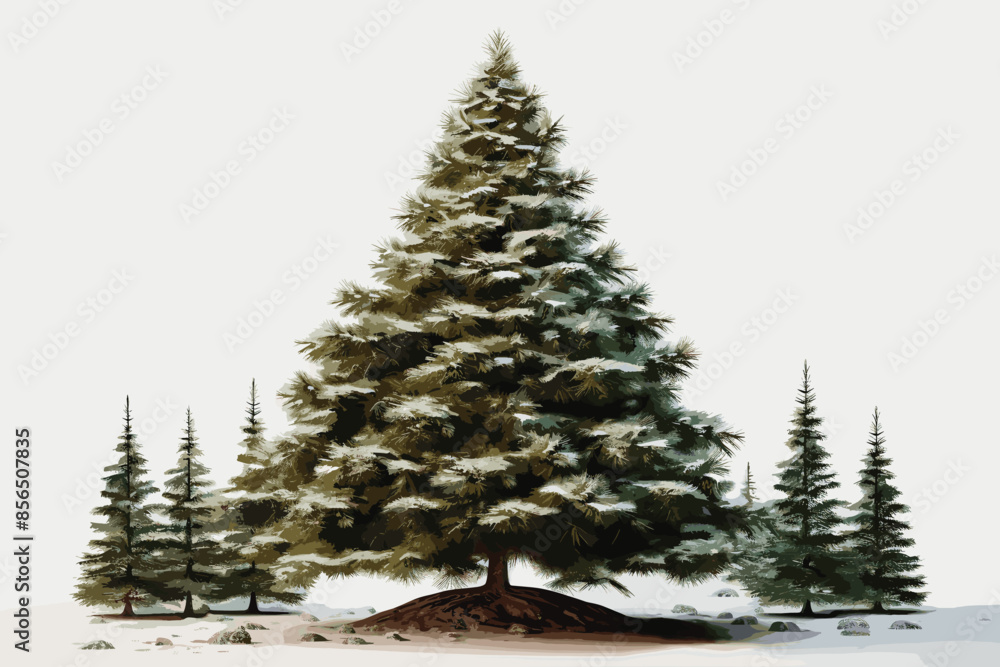 Fototapeta premium christmas tree with golden and red balls on black background. vector and illustration 