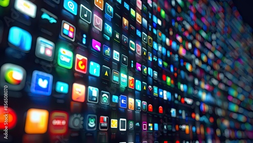 A Wall of Colorful App Icons on a Black Background