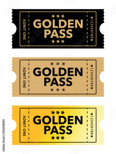 Realistic Golden Pass Vector - Premium Design for VIP Access