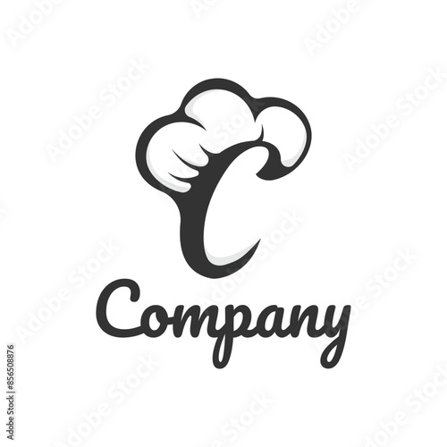Letter C logo with chef's hat for a restaurant. Alphabet C Concept Design Food Business Logotype vector illustration
