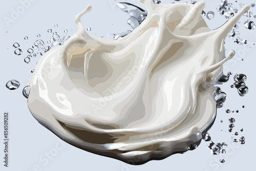 Milk splash close up, drink concept, package, vector and illustration food, illustration 3D