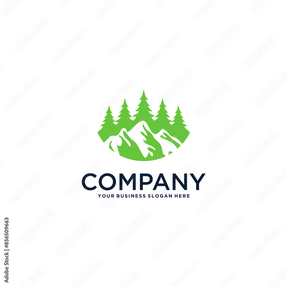 mountain logo design with pine forest mountain logo design with pine forest