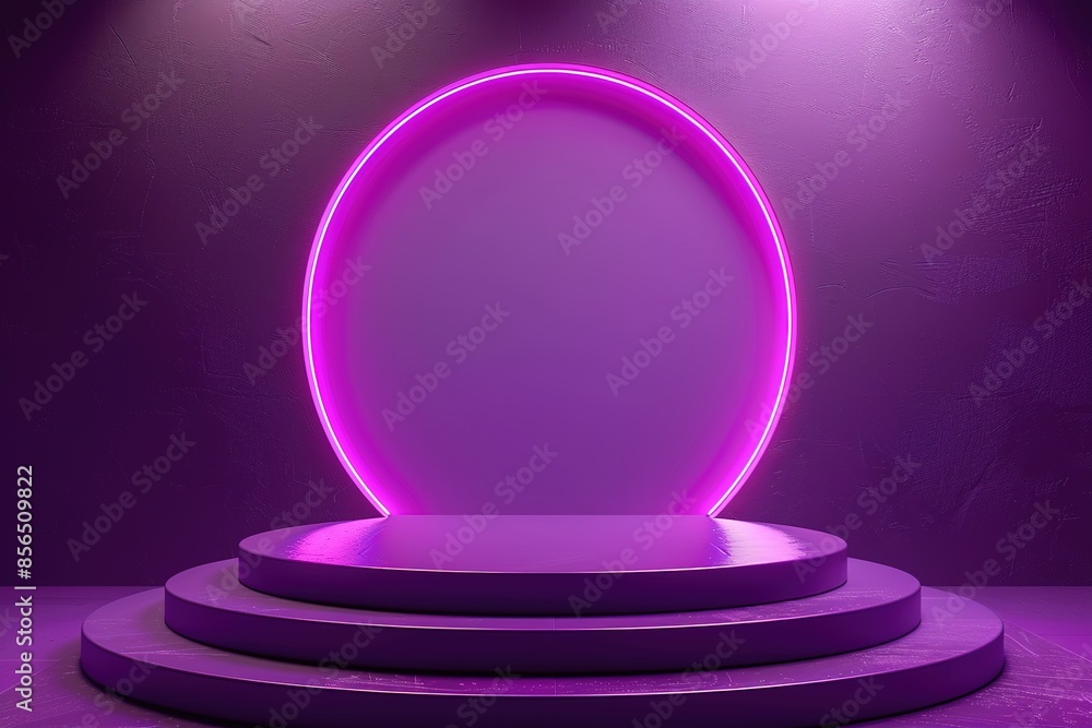 podium in purple background with light podium in purple background with light