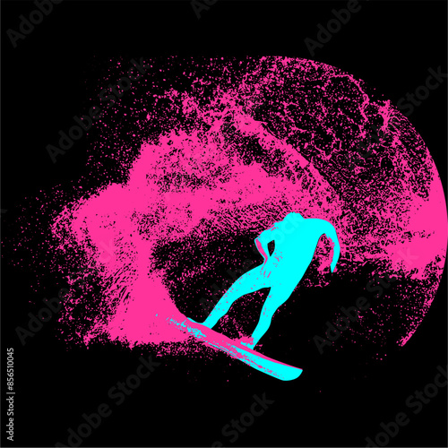 surfista, tabla de surf, vector, surf, ola, surfer, grafico, mar,  deporte