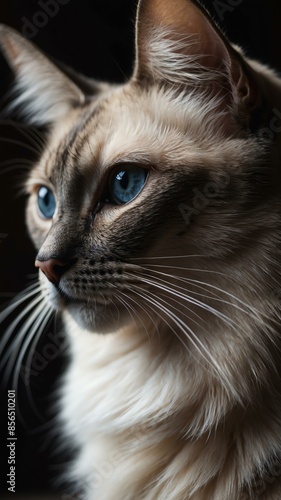 aesthetic image of a balinese cat closeup for wallpape background
