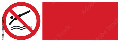 iso prohibition safety signs v2 no diving your custom message here landscape size 1/2 a4,a3,a2,a1