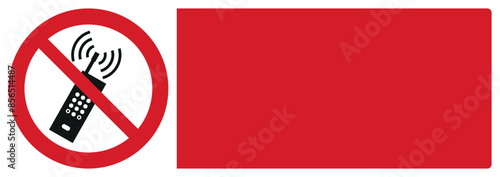 iso prohibition safety signs v1 no activated mobile phone your custom message here landscape size 1/2 a4,a3,a2,a1