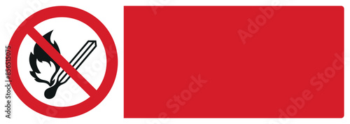 iso prohibition safety signs v2 no open flame your custom message here landscape size 1/2 a4,a3,a2,a1
