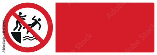 iso prohibition safety signs v2 no pushing into water your custom message here landscape size 1/2 a4,a3,a2,a1