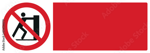 iso prohibition safety signs v2 no pushing your custom message here landscape size 1/2 a4,a3,a2,a1
