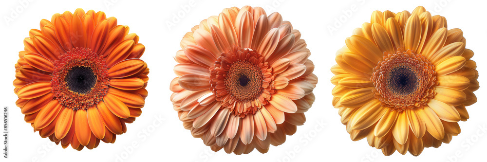 Orange gerbera daisies with different shades. Orange gerbera daisies with different shades.