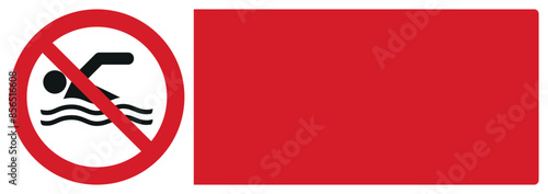 iso prohibition safety signs v1 no swimming your custom message here landscape size 1/2 a4,a3,a2,a1