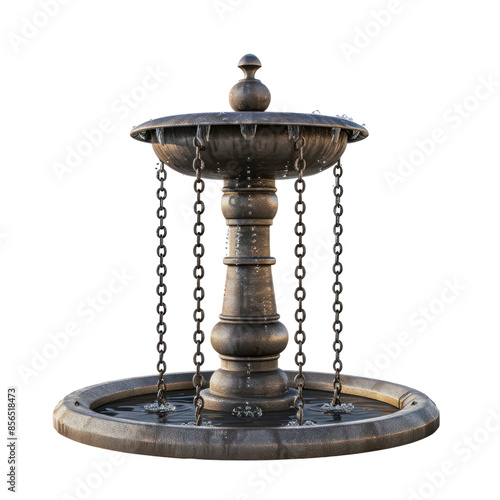 Obraz na płótnie Ornate stone fountain with chains hanging from the basin. w salonie