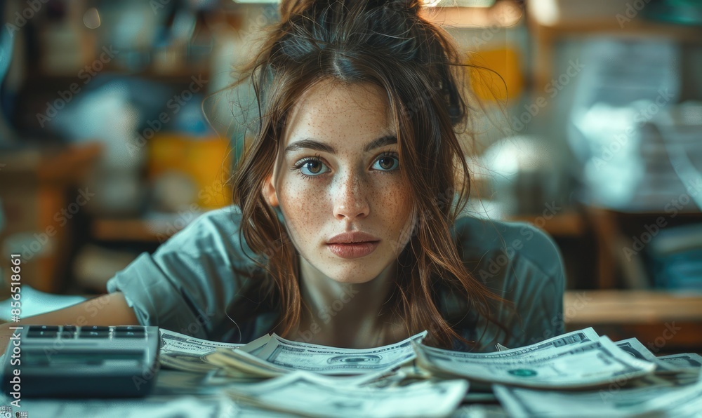 Worried Woman with Bills Worried Woman with Bills