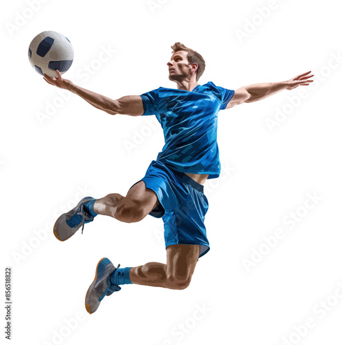 Olympics in France 2024. Handball Player in Mid-Air Action