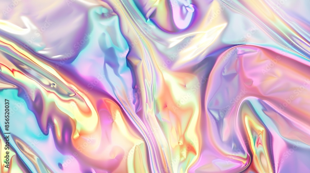 Fototapeta premium Pastel Colorful Background, White Tone, Gradient, Soft Light, Colorful Transparent Glass, Foil Holographic, 3D Rendering, Radial Combination, Digital Background, Glass, High Luminance Bright Scene, Ho
