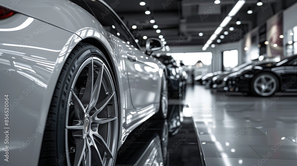 Interior modern cars in showroom, Luxury showroom car. Car for sale. white tone. copy space for text. Interior modern cars in showroom, Luxury showroom car. Car for sale. white tone. copy space for text.