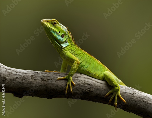 green lizard on a tree, green lizard on a branch