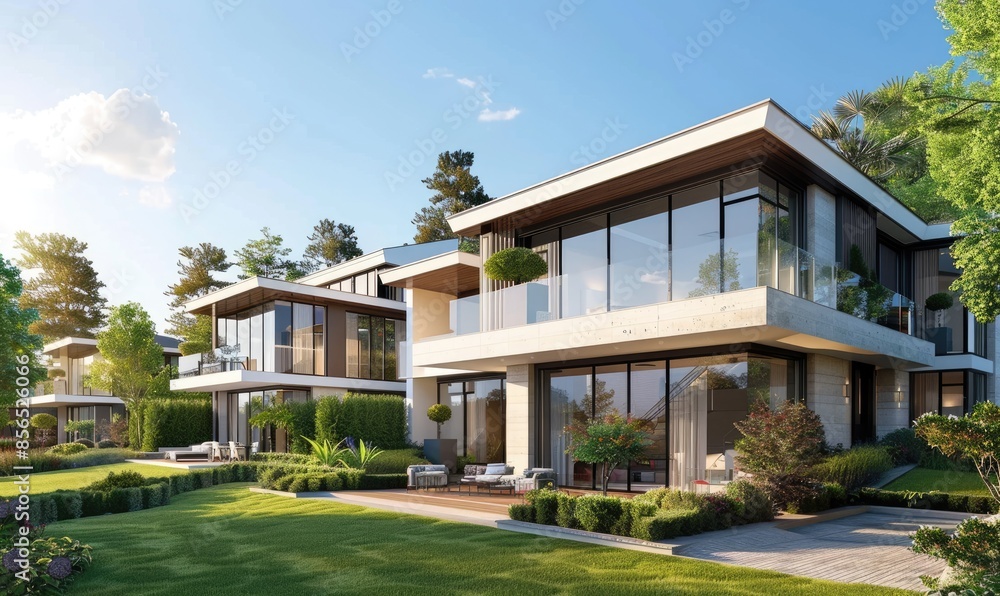 Luxury Modern Villa with Garden: Private House View Luxury Modern Villa with Garden: Private House View