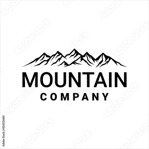 Rustic mountain range vector logo with masculine style design
